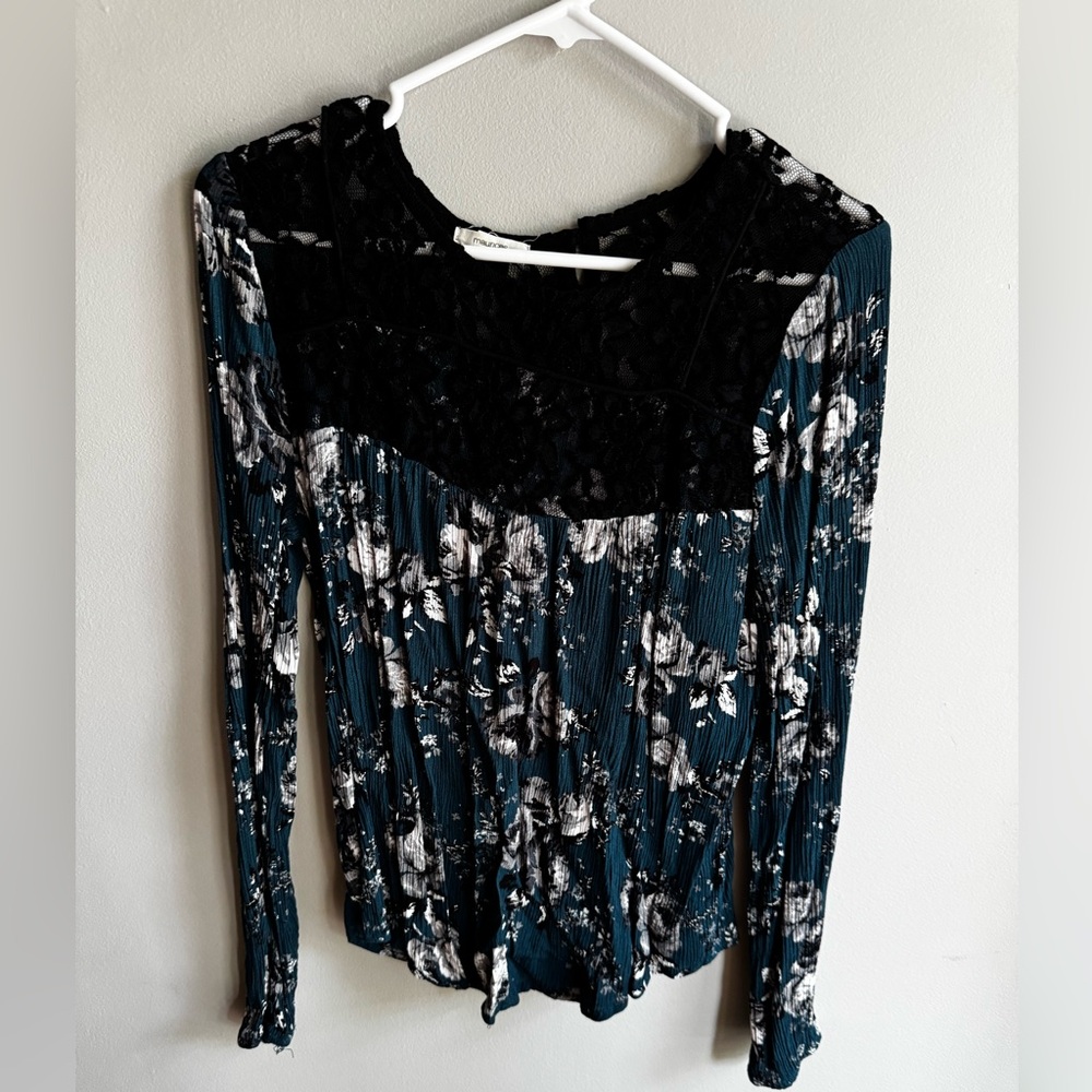 Maurices Black and White Floral Blouse